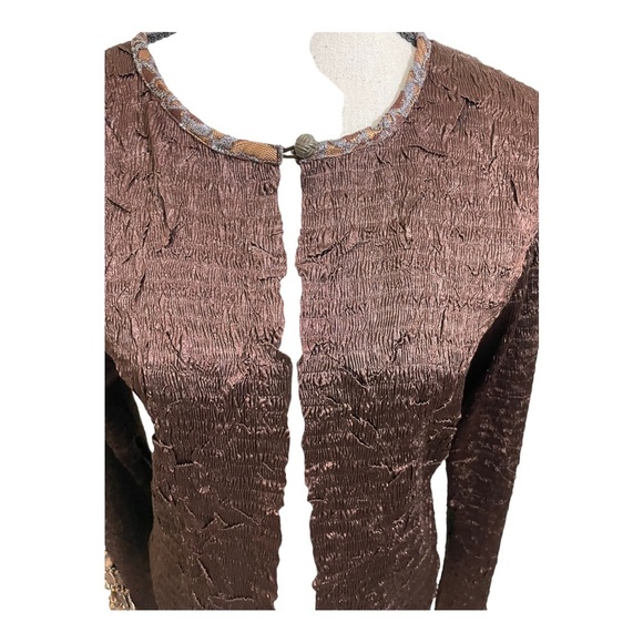 Lillie Rubin womens one button cardigan. Crinkle material unique sleeves size LG - Picture 3 of 10